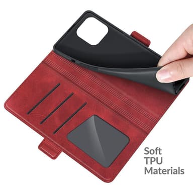 SKALO iPhone 13 Pro Max Premium Plånboksfodral - Röd