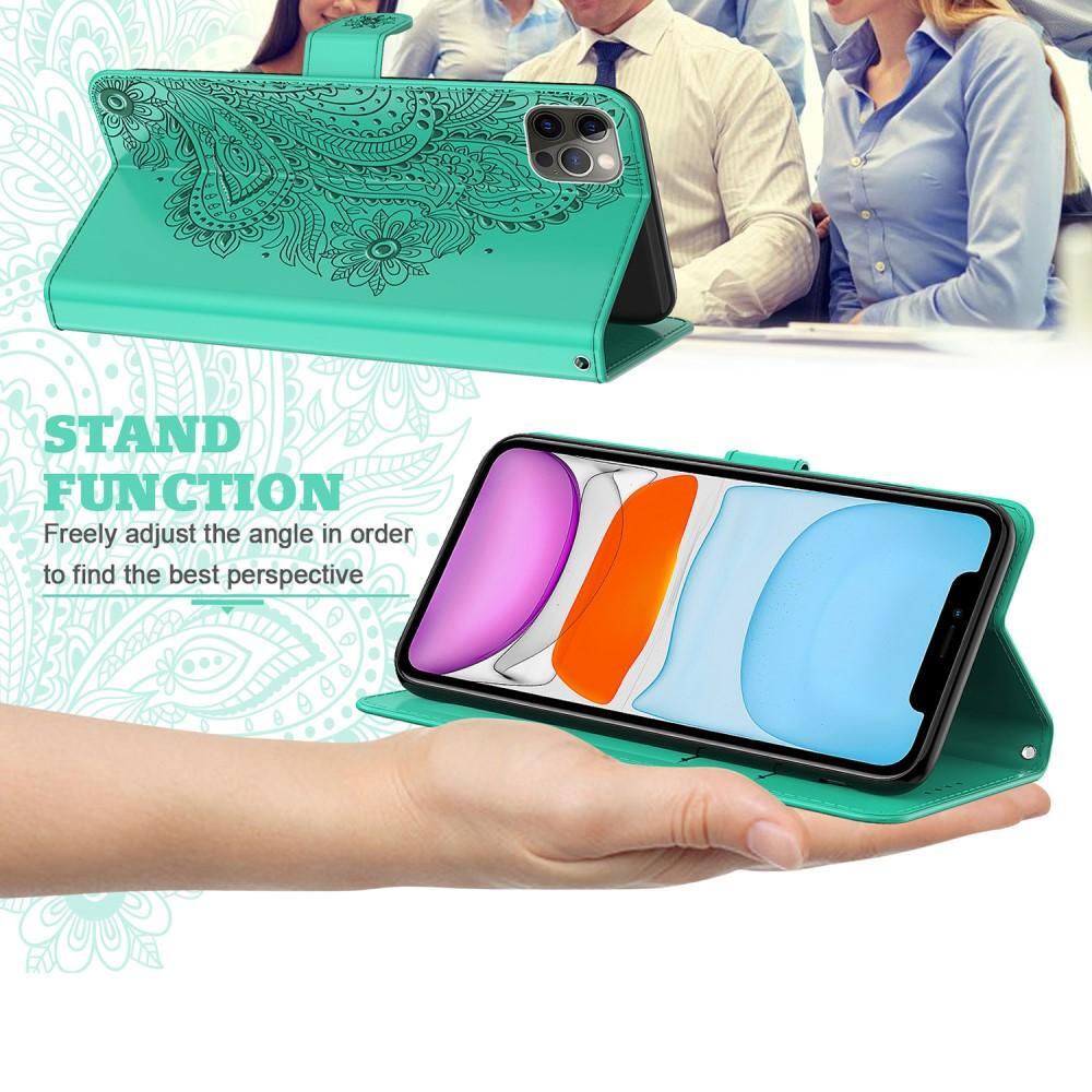 SKALO iPhone 13 Pro Max Mandala Plånboksfodral - Turkos