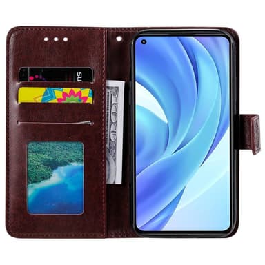 SKALO Xiaomi Mi 11 Lite Mandala Plånboksfodral - Mörkbrun
