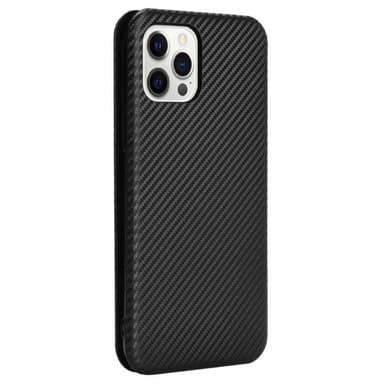 SKALO iPhone 13 Pro Max Carbon Fiber Plånboksfodral - Svart