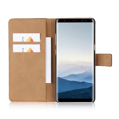 Plånboksfodral Äkta Skinn Samsung Note 8 - Vit