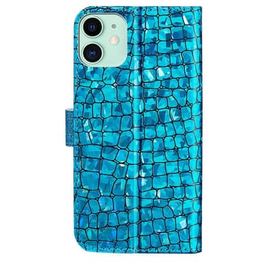 SKALO iPhone 13 Mini Croco Glitter Plånboksfodral - Blå