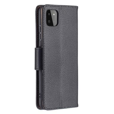 SKALO Samsung A22 5G Premium Litchi Plånbok - Svart