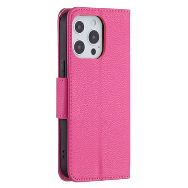 SKALO iPhone 13 Pro Premium Litchi Plånbok - Cerise
