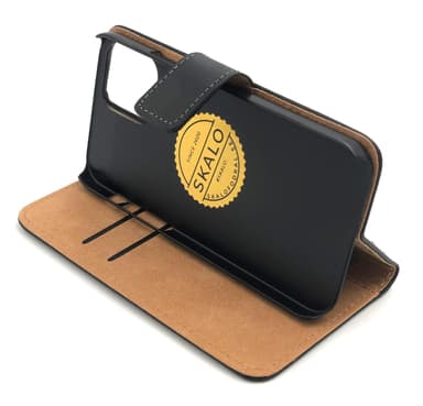 SKALO iPhone 12 Pro Max Plånboksfodral Äkta Skinn - Svart