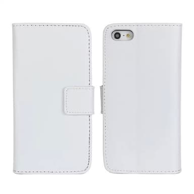 SKALO iPhone 5/5S/SE(1:a gen) Plånboksfodral Äkta Skinn - Svart