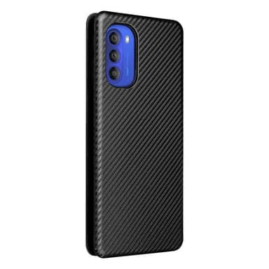 SKALO Moto G51 Carbon Fiber Plånboksfodral - Svart