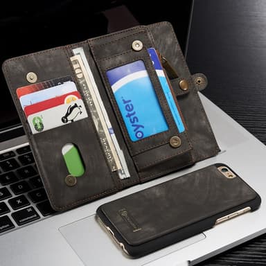 CASEME iPhone 6s 6 Plus Retro Split läder plånboksfodral Grå