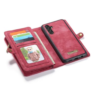 CASEME Samsung Galaxy A13 5G  / A04s 4G Retro läder plånboksfodral - Röd
