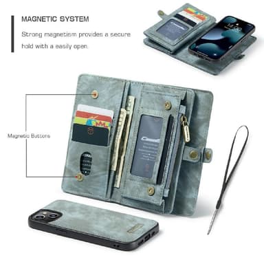 CASEME iPhone 13 Mini Retro plånboksfodral - Blå