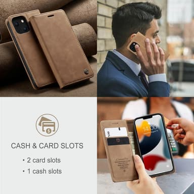 CASEME Plånboksfodral iPhone 13 - Brun