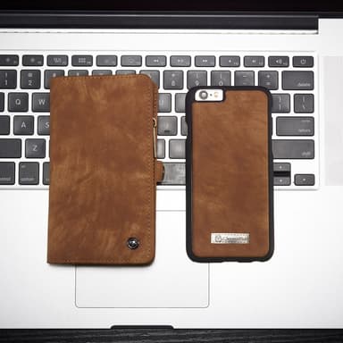 CASEME iPhone 6s 6 Retro Split läder plånboksfodral - Brun