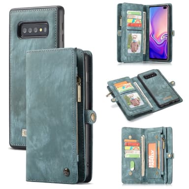 CASEME Samsung Galaxy S10+ Retro läder plånboksfodral - Blå