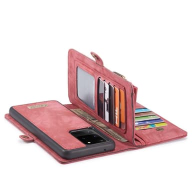CASEME Samsung Galaxy S20 Ultra Retro läder plånboksfodral - Röd
