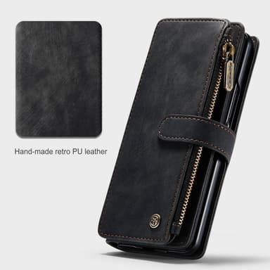 Samsung Galaxy Z Fold 3 CASEME Retro läder plånboksfodral Svart