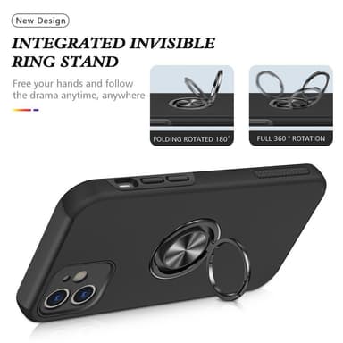 iPhone 12 Mini Hybrid skal med Finger Ring - Svart