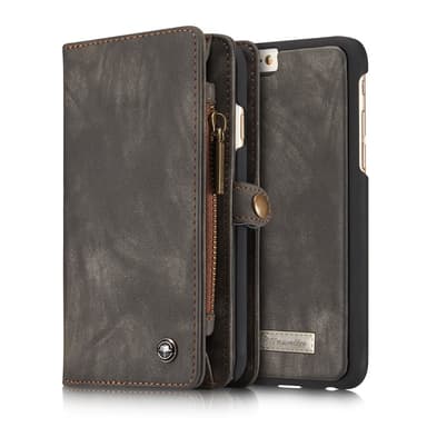 CASEME iPhone 6s 6 Plus Retro Split läder plånboksfodral Grå