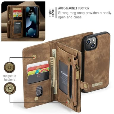 CASEME iPhone 13 Mini Retro plånboksfodral - Brun