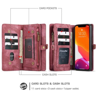 CASEME iPhone 12 / iPhone 12 Pro Retro plånboksfodral - Röd
