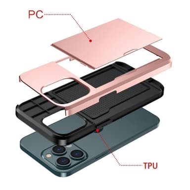 SKALO iPhone 13 Armor Skal Korthållare - Roséguld