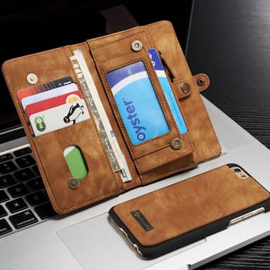 CASEME iPhone 6s 6 Retro Split läder plånboksfodral - Brun