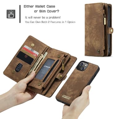 CASEME iPhone 13 Mini Retro plånboksfodral - Brun