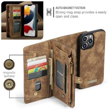 CASEME iPhone 13 Pro Retro plånboksfodral - Brun