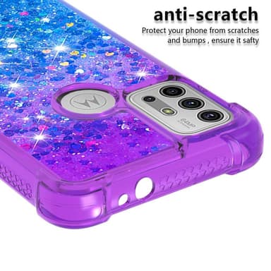 SKALO Moto G20/G30 Kvicksand Glitter Hjärtan TPU-skal - Lila-Blå