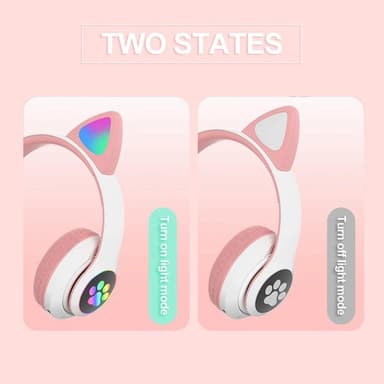 STN-28 Bluetooth Over Ear Music Headset Glowing Cat Ear - Rosa