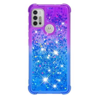 SKALO Moto G20/G30 Kvicksand Glitter Hjärtan TPU-skal - Lila-Blå