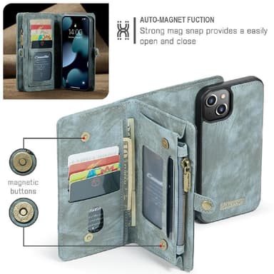 CASEME iPhone 13 Mini Retro plånboksfodral - Blå
