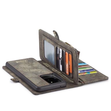 CASEME Samsung Galaxy S20 Ultra Retro läder plånboksfodral - Grå