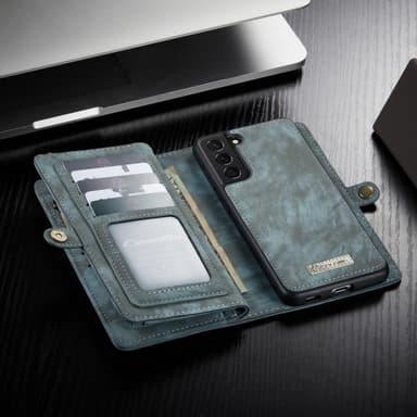 CASEME Samsung Galaxy S21+ (Plus) Retro läder plånboksfodral Blå