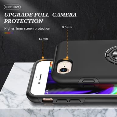 iPhone SE/8/7/6/6S Hybrid skal med Finger Ring - Svart