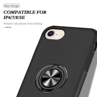 iPhone SE/8/7/6/6S Hybrid skal med Finger Ring - Svart