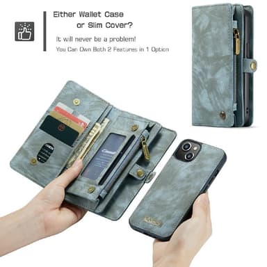 CASEME iPhone 13 Mini Retro plånboksfodral - Blå