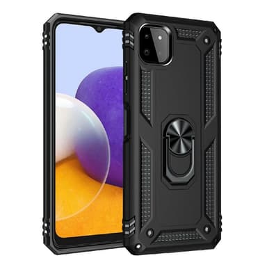 SKALO Samsung A22 5G Armor Hybrid Metallring skal - Svart
