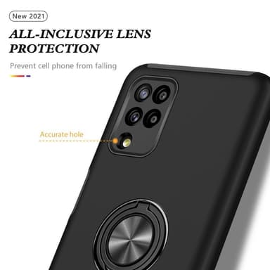 Samsung Galaxy A12 skal med Finger Ring och inbyggd plåt - Svart