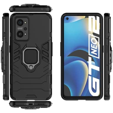 Realme GT Neo 2 Hybrid skal med Finger Ring - Svart
