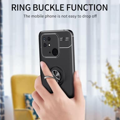 Redmi 10C TPU skal med Finger Ring - Svart