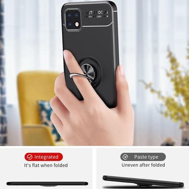 Samsung Galaxy A22 5G skal med Finger Ring och inbyggd plåt - Svart
