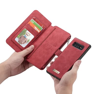 CASEME Samsung Galaxy S10+ Retro läder plånboksfodral - Röd