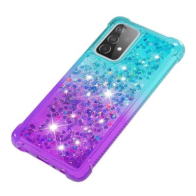 SKALO Samsung A52/A52s Kvicksand Glitter Hjärtan TPU-skal - Turkos-Lila