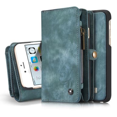 CASEME iPhone 6s 6 Retro Split läder plånboksfodral - Blå