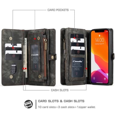 CASEME iPhone 12 Mini Retro plånboksfodral - Svart