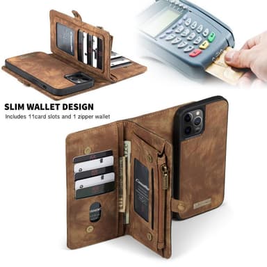 CASEME iPhone 12 / iPhone 12 Pro Retro plånboksfodral - Brun