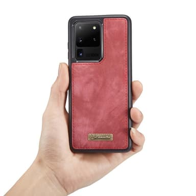 CASEME Samsung Galaxy S20 Ultra Retro läder plånboksfodral - Röd