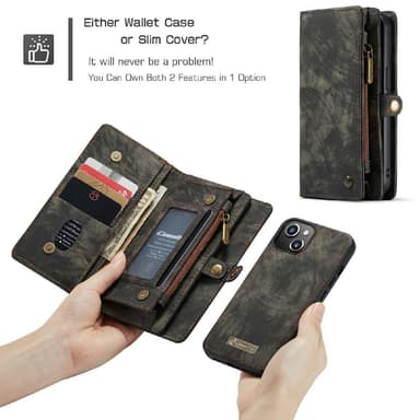 CASEME iPhone 13 Mini Retro plånboksfodral - Svart