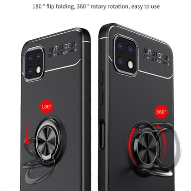 Samsung Galaxy A22 5G skal med Finger Ring och inbyggd plåt - Svart
