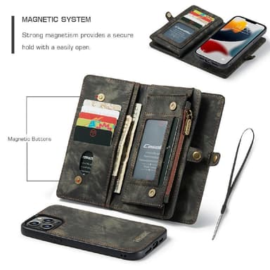 CASEME iPhone 13 Pro Max Retro plånboksfodral - Svart